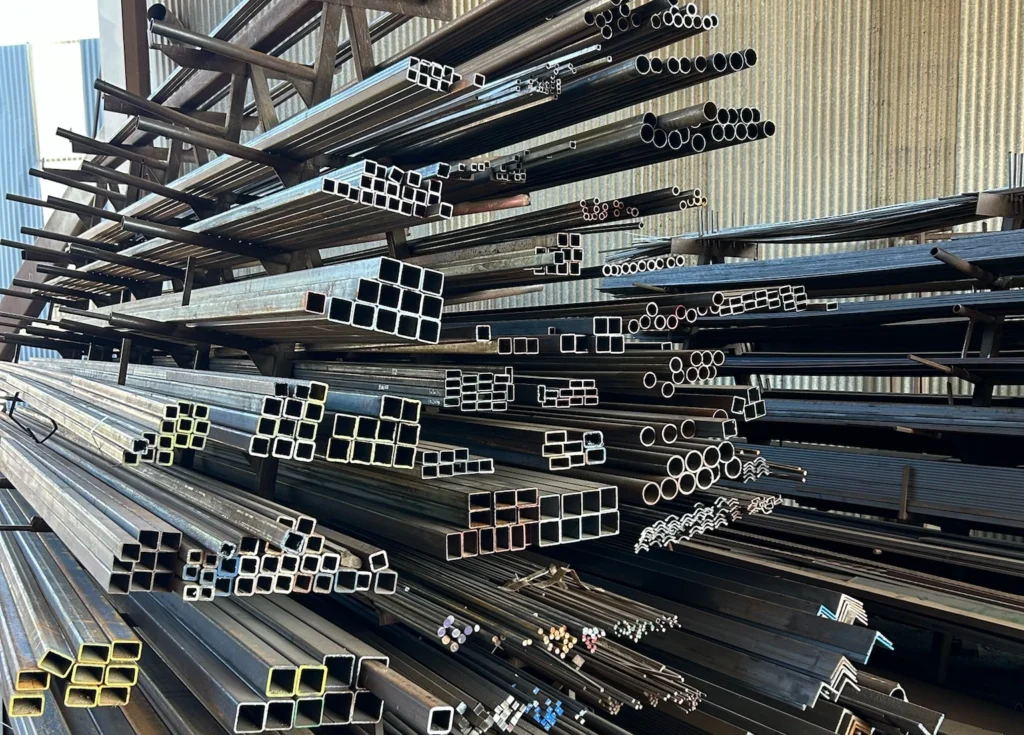 Steel and metal supply inventory at Franklin Machine Co., largest steel supplier in Western North Carolina