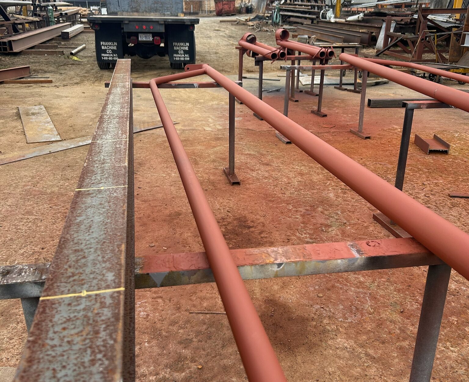 Flat plate steel and bar stock inventory at Franklin Machine Co. steel supply in Franklin, NC