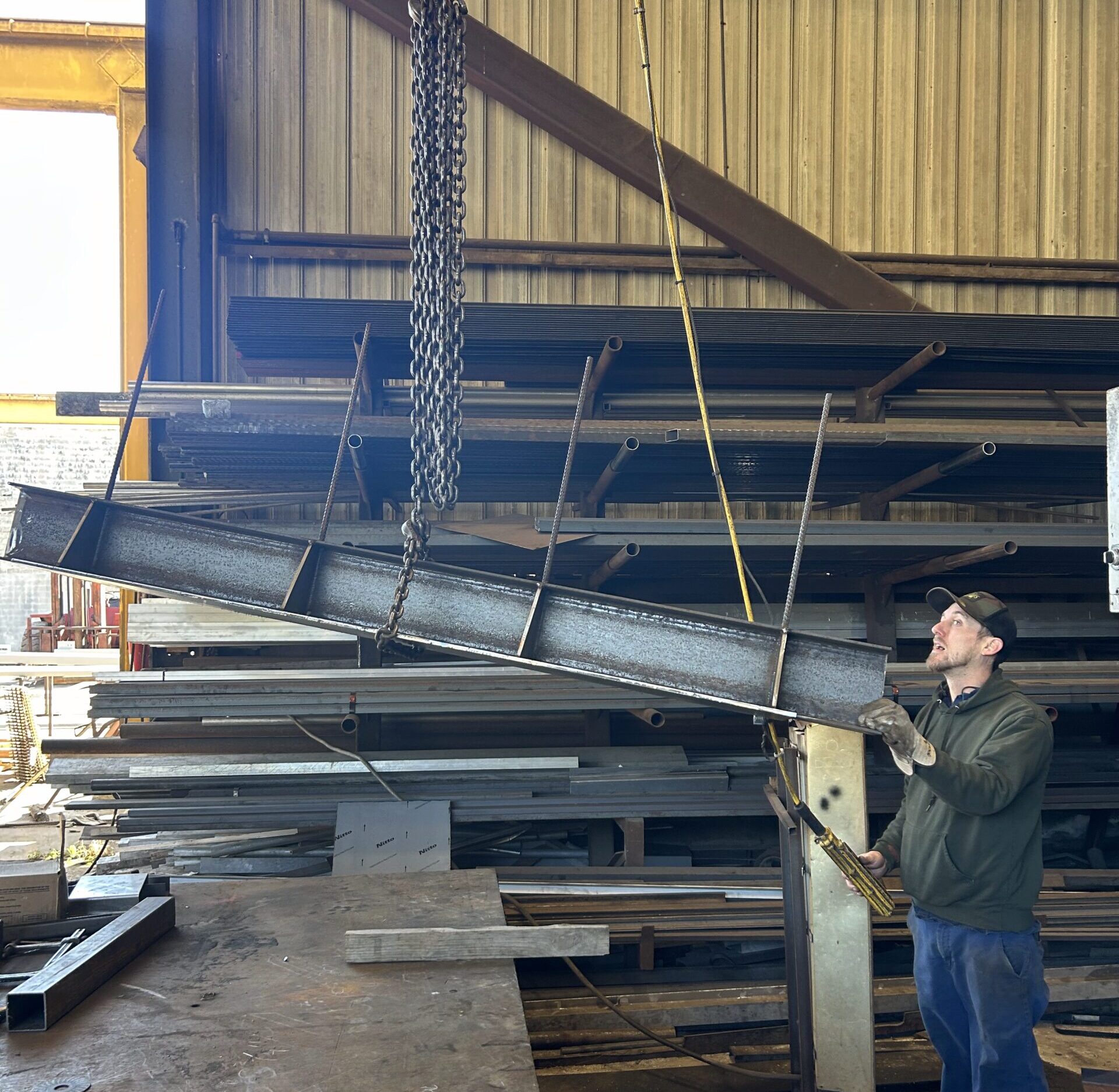 Steel and metal supply warehouse at Franklin Machine Co. in Franklin, NC serving contractors across Western NC